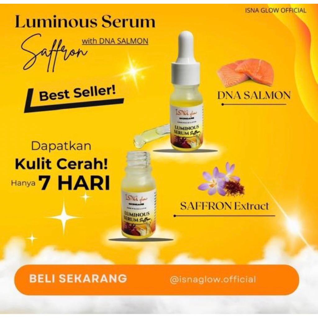 LUMINOUS SERUM SAFRON ISNA GLOW-SERUM SAFRON ISNA GLOW~ SERUM ISNAGLOW SKINCARER ~ SERUM SAFFRON ISN