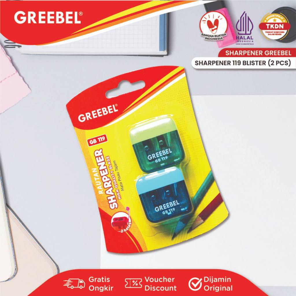 

GREEBEL Rautan Sharpener GB-119 Blister ( 2pcs/Set ) Peruncing Pensil