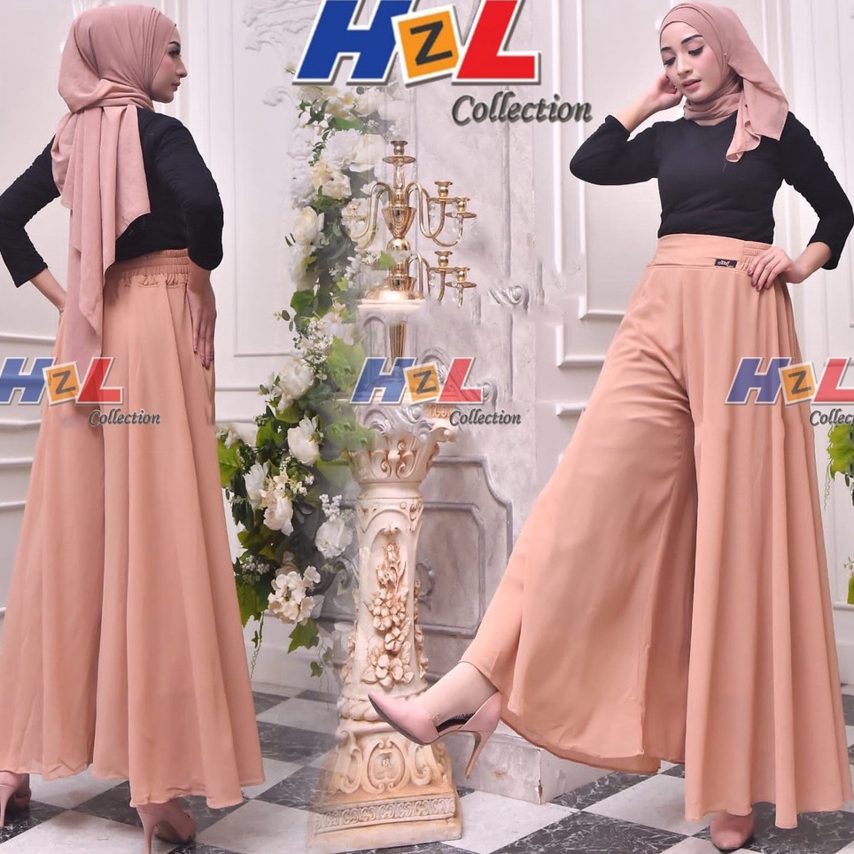 KODE I47P Celana kulot payung panjang jumbo full puring bahan ceruty baby doll rok bawahan wanita mu