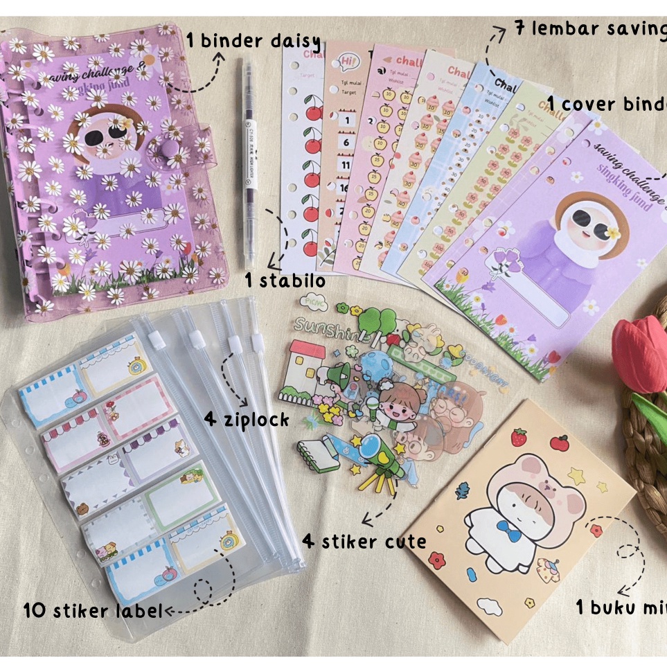 

KODE W55L PAKET NABUNG BINDER A6 DAISY PAKET BINDER MENABUNG A6