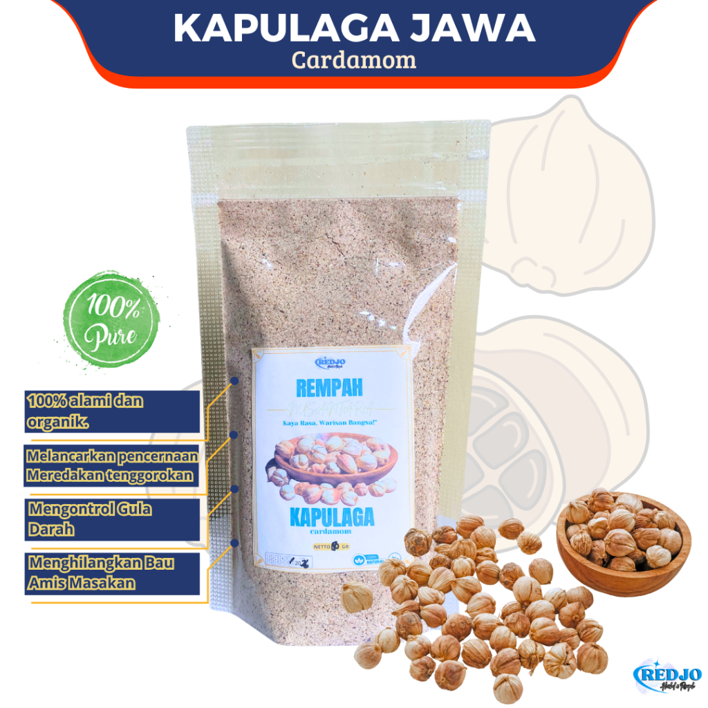 

Kapulaga Jawa Bubuk Cardamom Kapol Kapolaga Serbuk Powder Bumbu Dapur Serbuk Penyedap Rasa Rempah Kering murni
