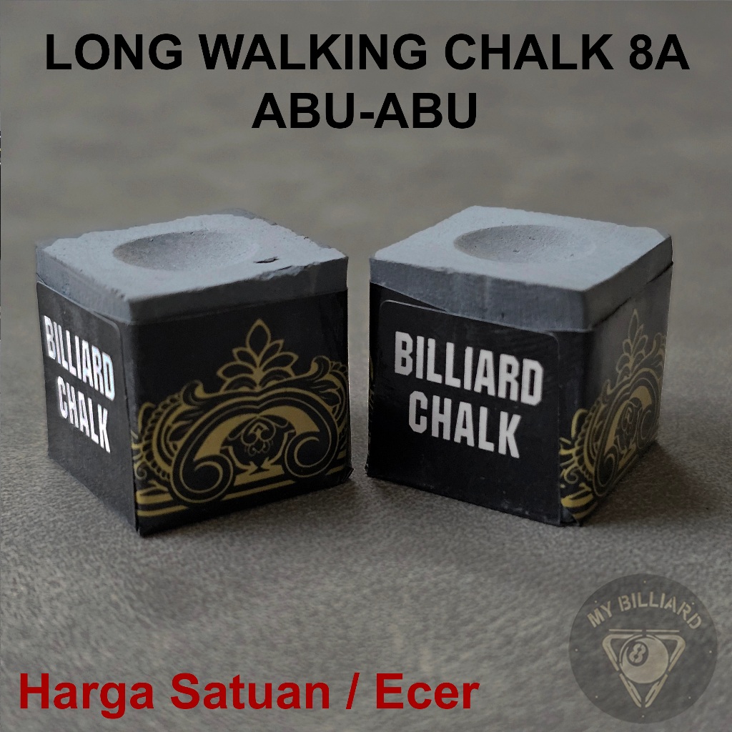 Long Walking 8A Chalk Grey Billiard Ecer 1pcs Satuan - Kapur Billiar Gray Longwalking - Belau Abu bi