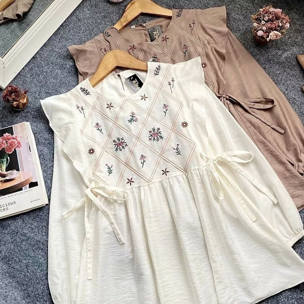 NEW DEALS ATASAN WANITA BORDIR BLOUSE KEKINIAN BLOUSE BORDIR BLOUSE JUMBO BIG SIZE BLUS BORDIR BLUS