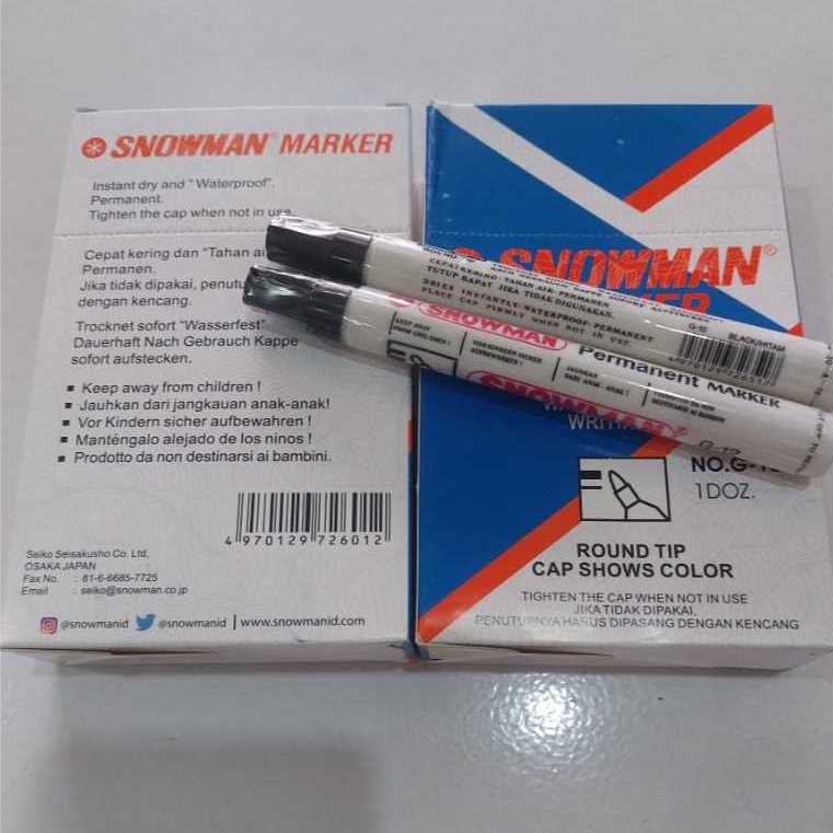 

KODE B94Z Spidol permanen snowman G12 hitam isi 12pcs