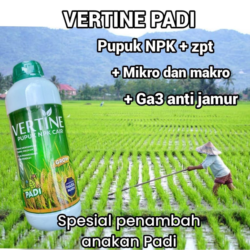 Pupuk Npk Cair Vertine Grow 1 Liter Pupuk Penambah Anakan Padi Anti HamaTikus
