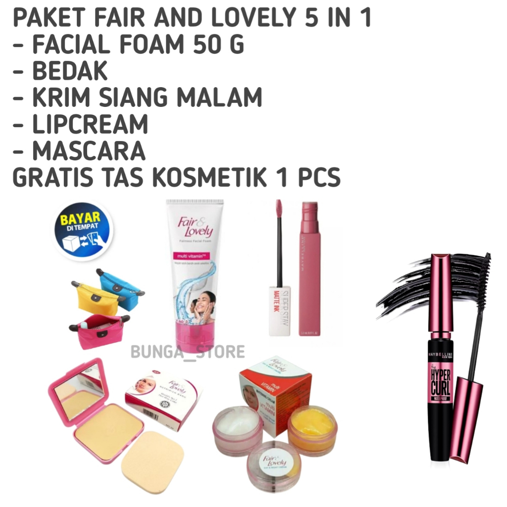 Fair & Lovely Paket 5 In 1 Gratis tas kosmetik
