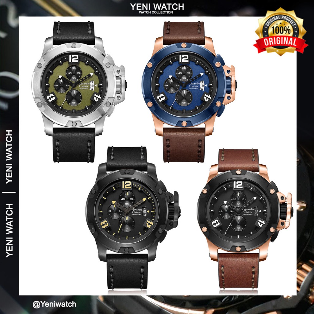 Alexandre Christie AC 6295 / AC6295 Jam Tangan Pria Kulit Original Garansi Resmi 1 Tahun