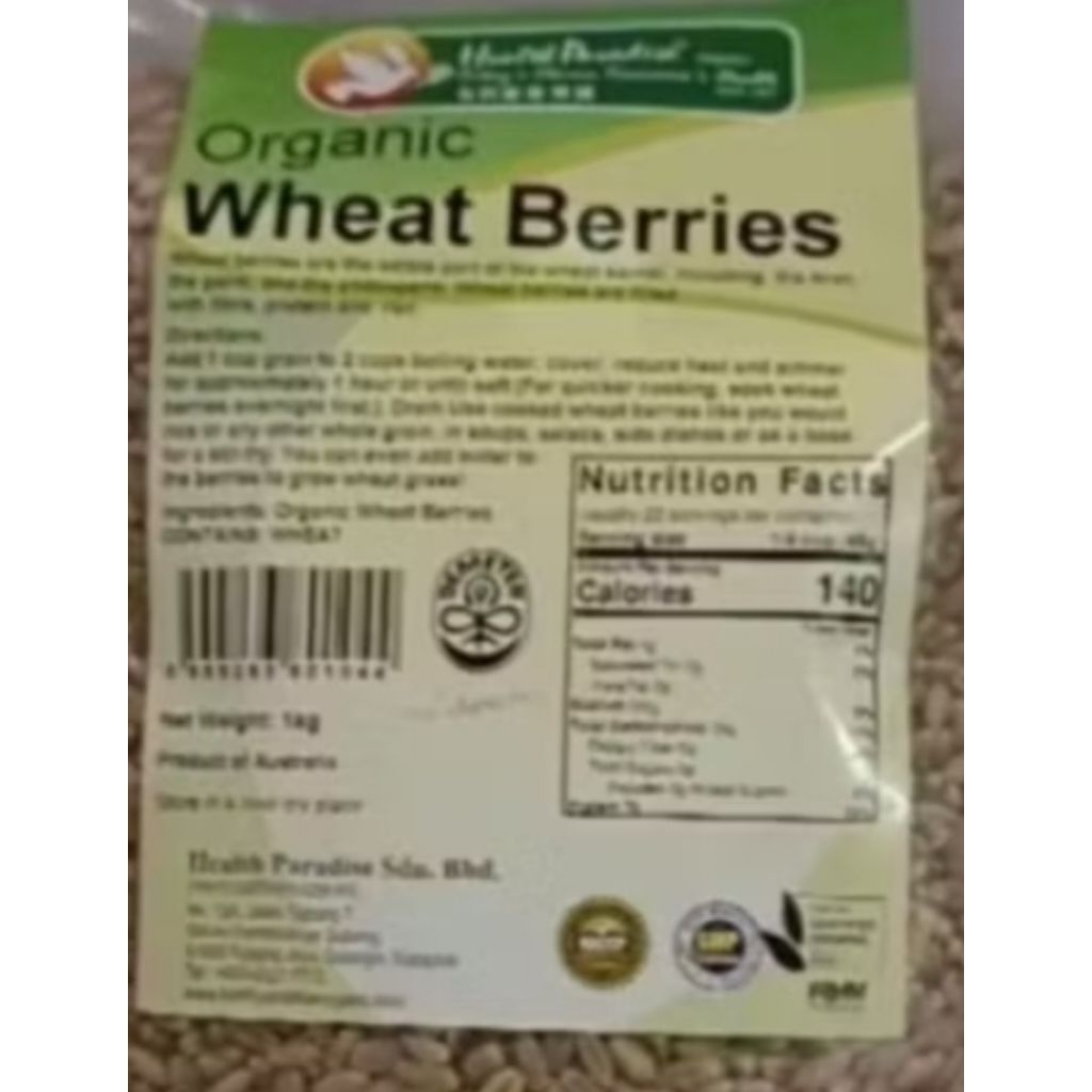 

organic wheatberries 250 gram gandum health paradise organik