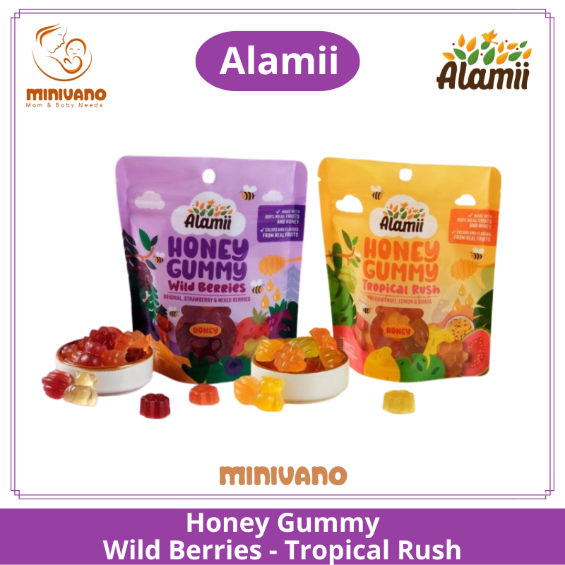 

Alamii Honey Gummy - Cemilan Anak Rendah Gula - Permen Jelly - Wild Berries Tropical Rush - 40gr