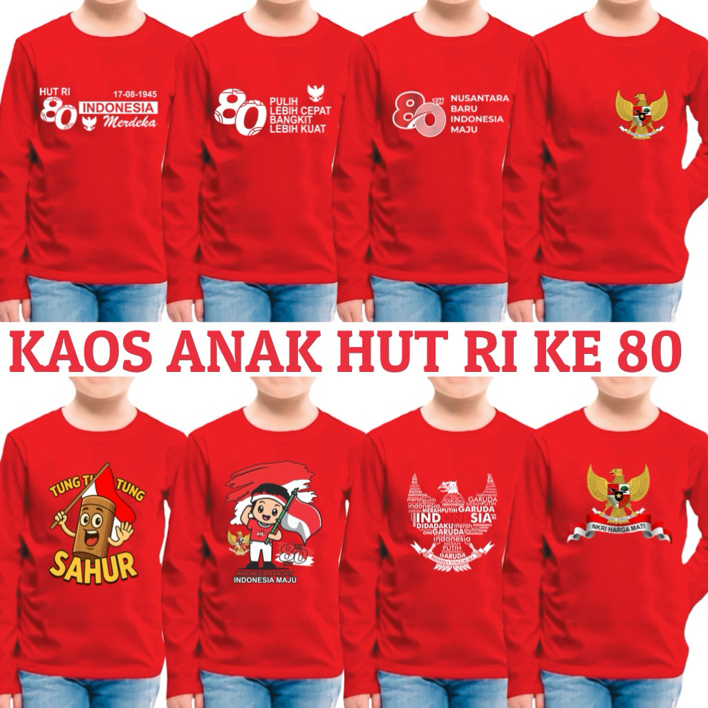 KAOS HUT RI  / KAOS DIRGAHAYU ANAK LENGAN PANJANG / KAOS HUT RI / KAOS 17 AGUSTUS