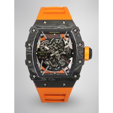 Jam Tangan 35-02 Super Clone Watch with Carbon Case Rm 35-02 Orange Strap
