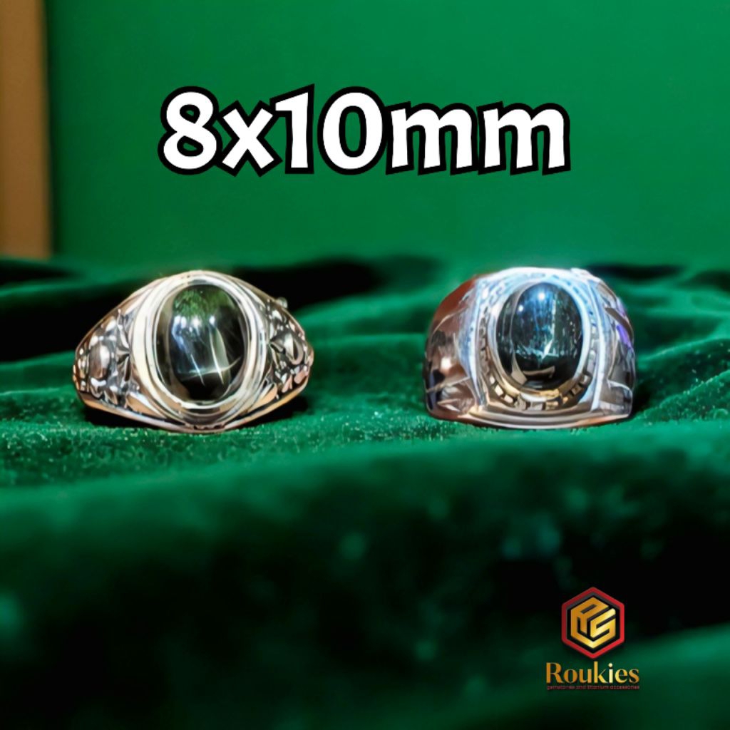 Cincin Batu Natural Nilam Star Ring Alpaka Ukuran 8x10mm