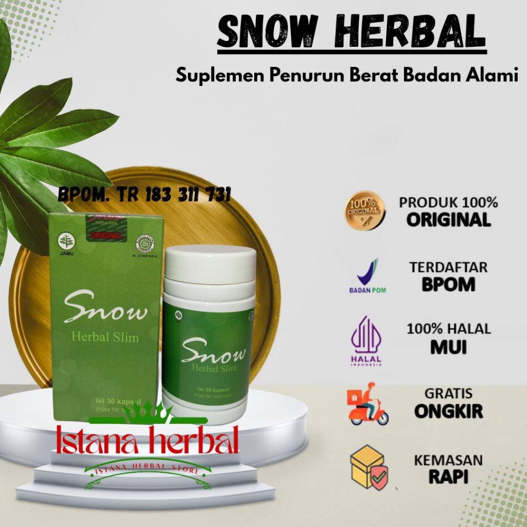 Snow Herbal Slim Obat Diet Pelangsing Badan Alami 100% Herbal Aman BPOM