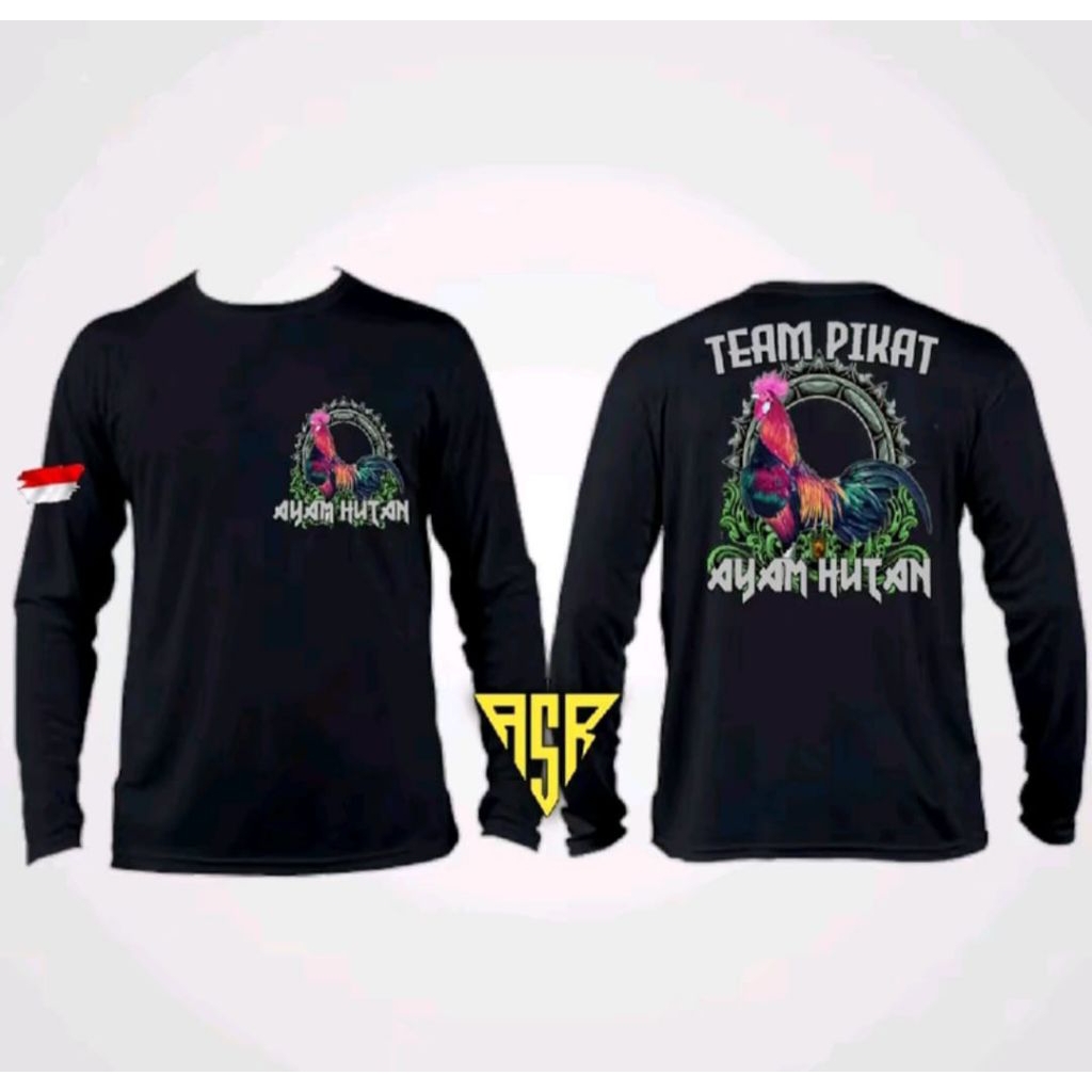 KAOS TEAM PIKAT AYAM HUTAN LENGAN PANJANG CORAK ABU