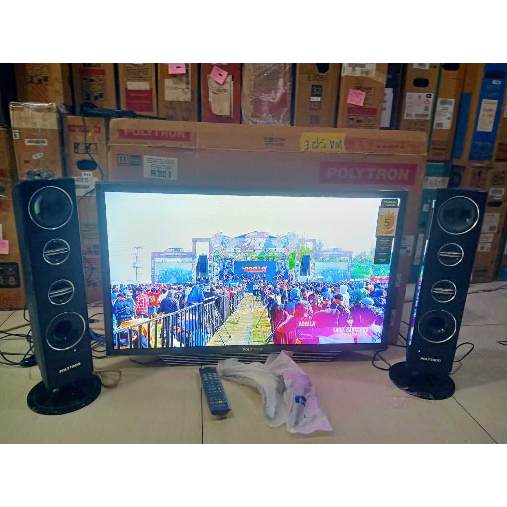 TV SECOND POLYTRON 32 INCH SPEAKER TOUWER DIGITAL GK PERLU PAKAI STB SIAP PAKAI 5175F