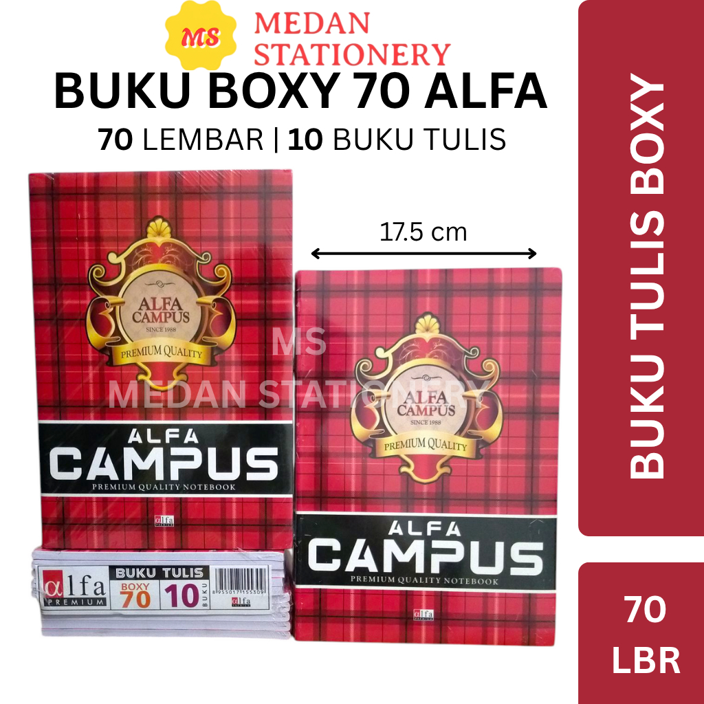

BUKU TULIS PANJANG BOXY 70 LEMBAR ALFA PER 1 PACK 10 PCS