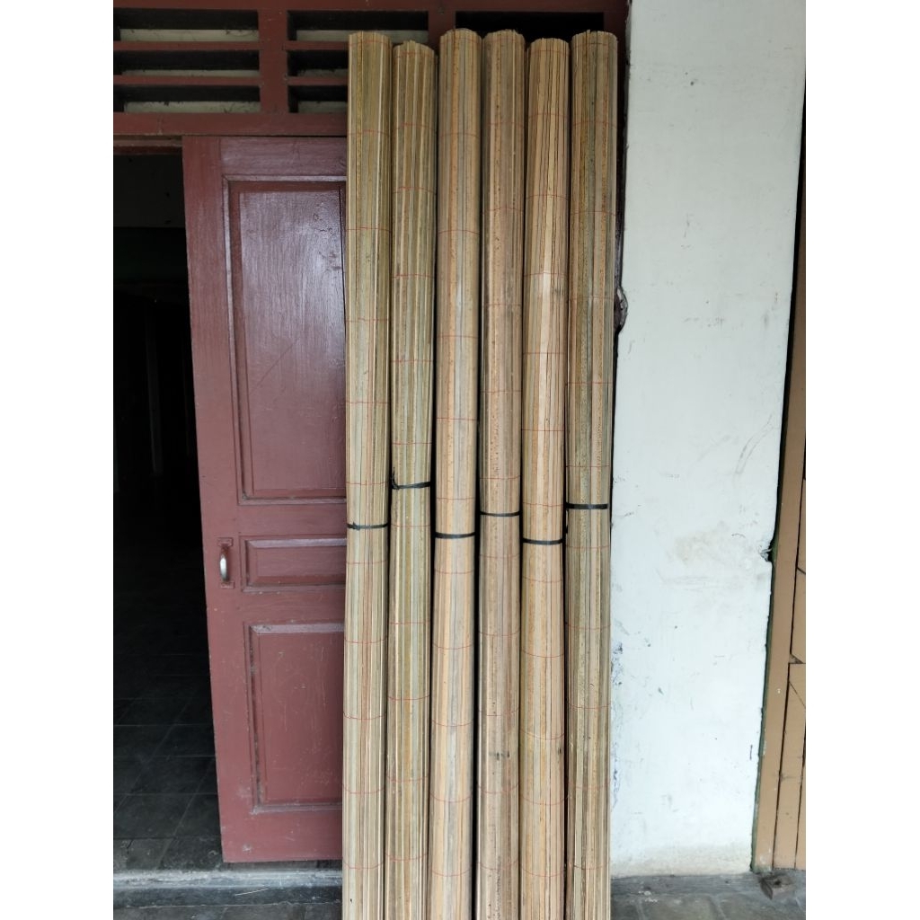 Techtopia01 Tirai Bambu Sawit Natural Dengan Tali Dan Kerekan Tirai Bambu Tirai Jendela Tirai Bambu