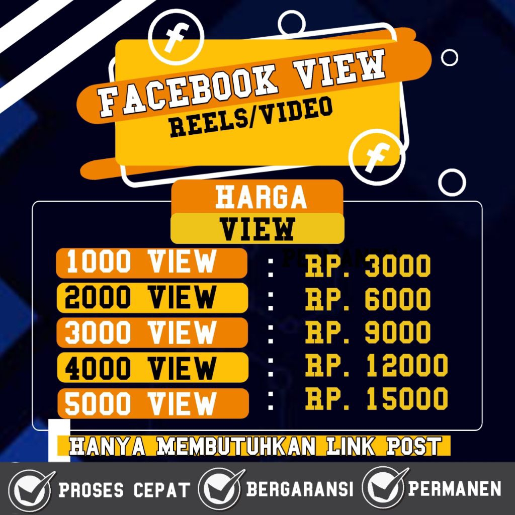 VIEW FACEBOOK Reels / Video Permanen Bergaransi