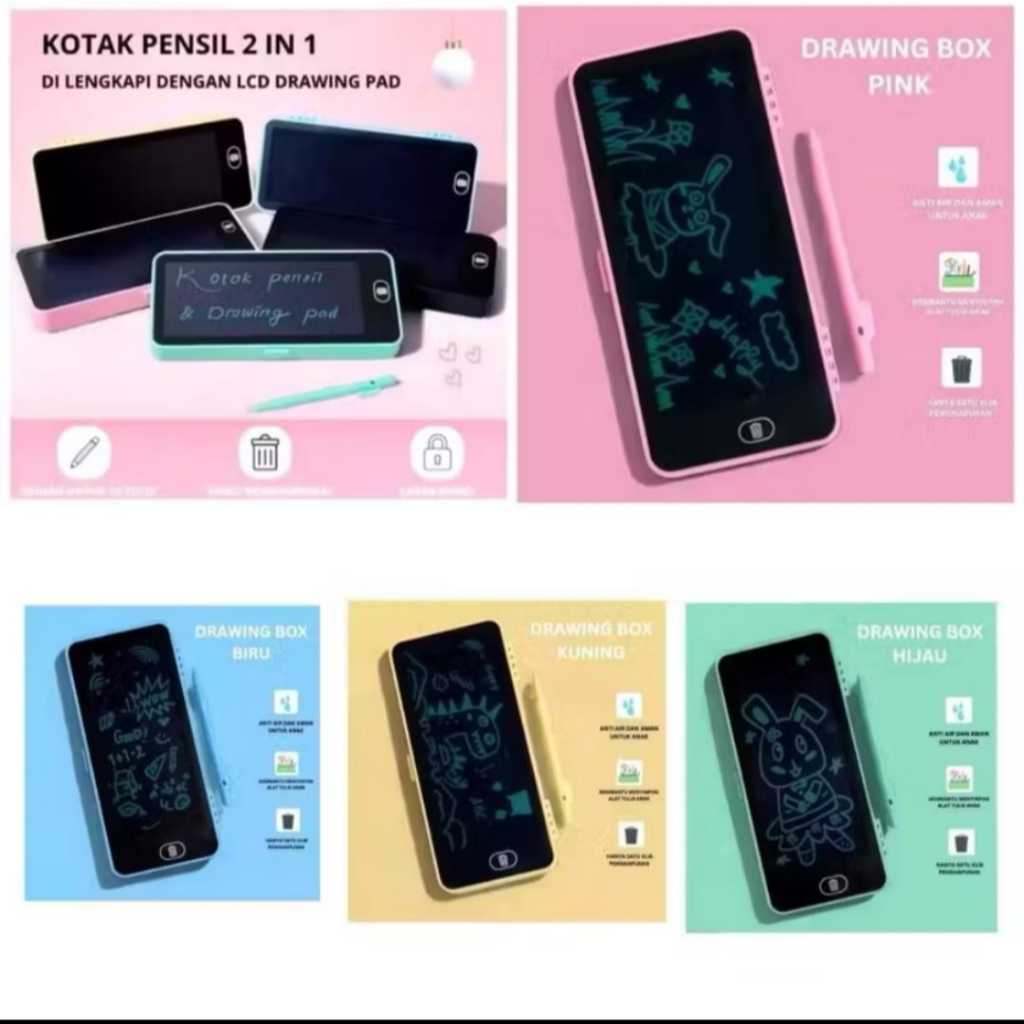 

Tempat Pensil 2 In 1 Lcd Pen Case Drawing Pad Kotak Pencil Anak Writing / Tempat Pensil Anak Perempuan