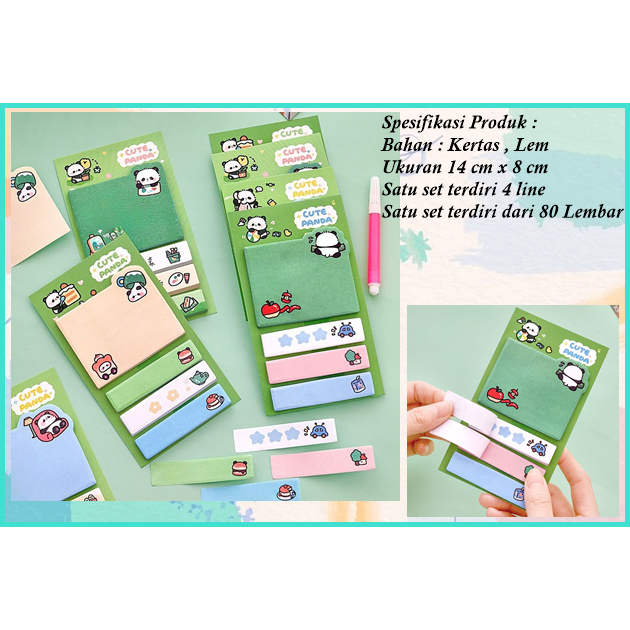 

80 Lembar Sticky Note Serbaguna Sticky Notes Aesthetic Sticky Notes Lucu Cute Panda Sticky Notes Set