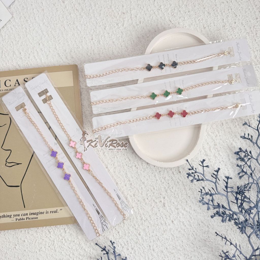 GELANG CLOVER Gelang Wanita Korea Viral Kekinian