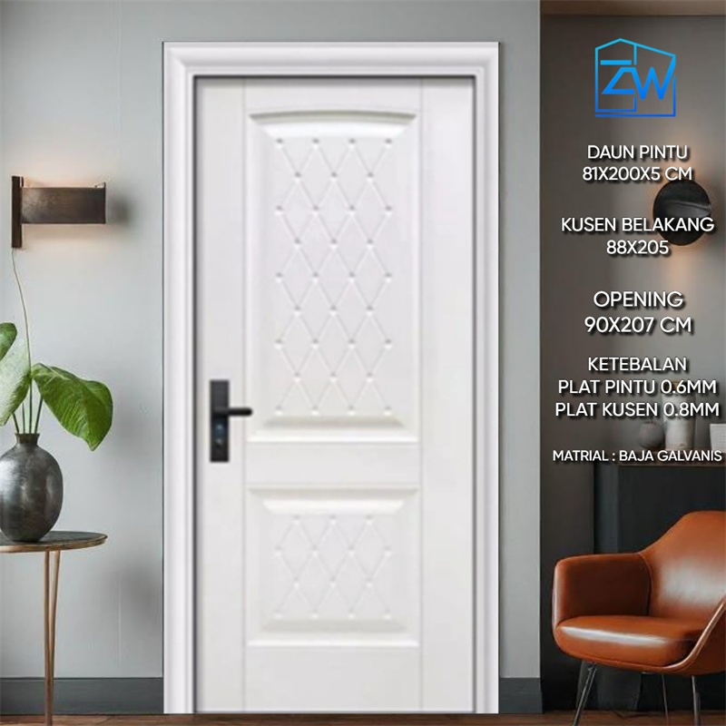 ZW - ( Pintu baja A042) PINTU UTAMA /  PINTU BAJA/PINTU RUMAH  / PINTU FULLSET KUSEN + HANDLE / PINT