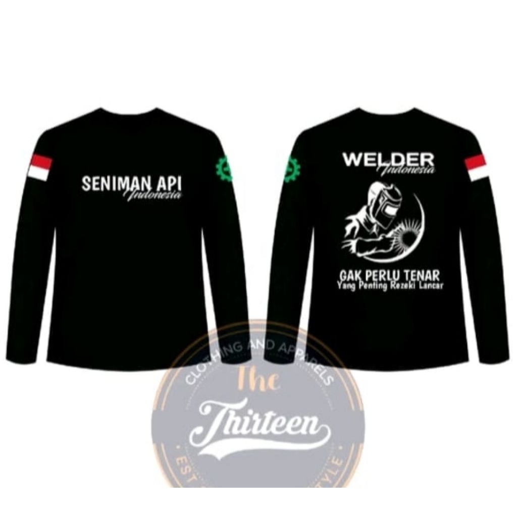 Kaos Lengan Panjang Seniman Api Indonesia New Corak Putih - Welder Indonesia