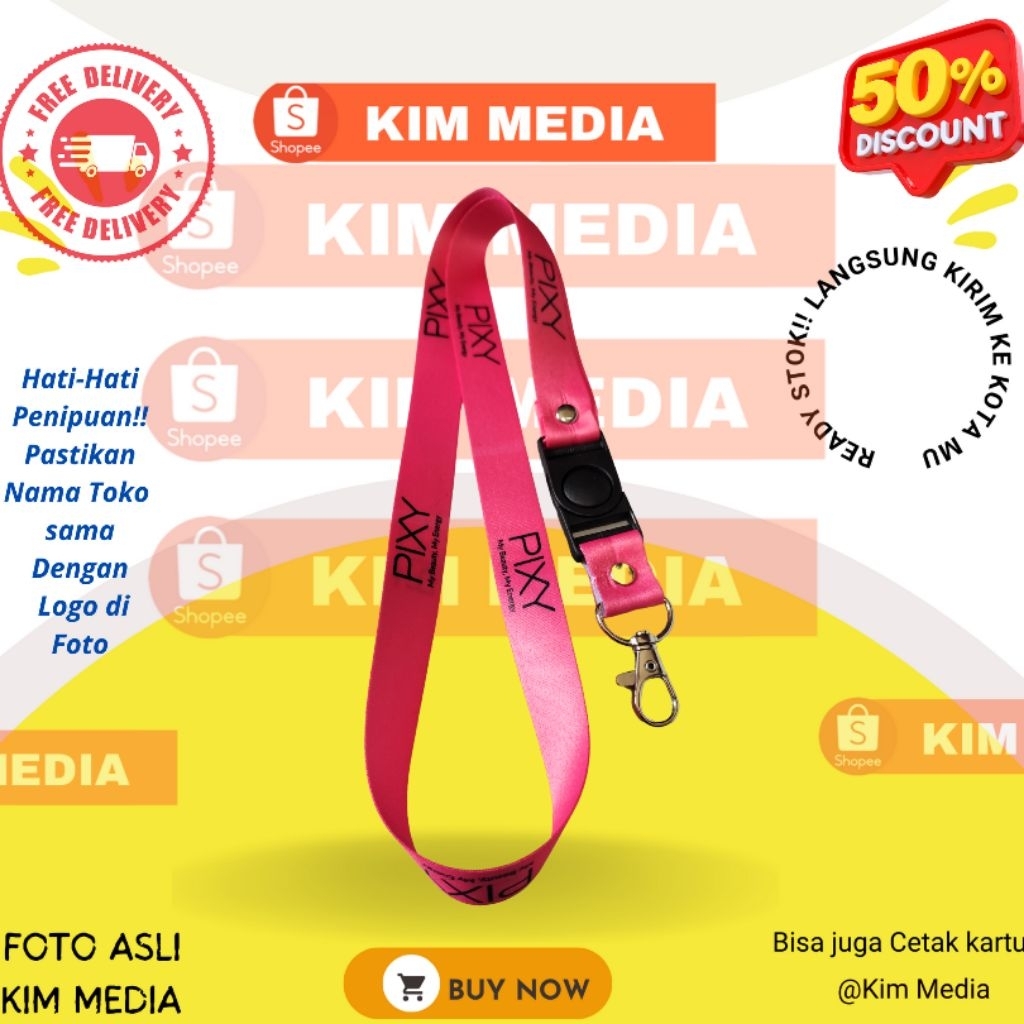 

Tali idcard pixy / Lanyard idcard PIXY / Tali Kalung PIXY/ Gantungan PIXY Harga Grosir Anti Luntur