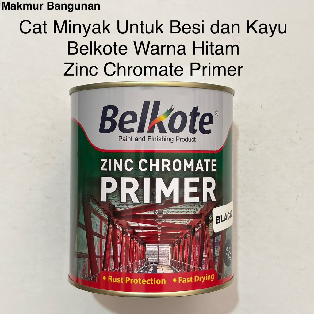 Cat Minyak Belkote Warna Hitam Black 1 Kg | Cat Untuk Kayu dan Besi | Cat Dasar | Meni Besi | Cat An