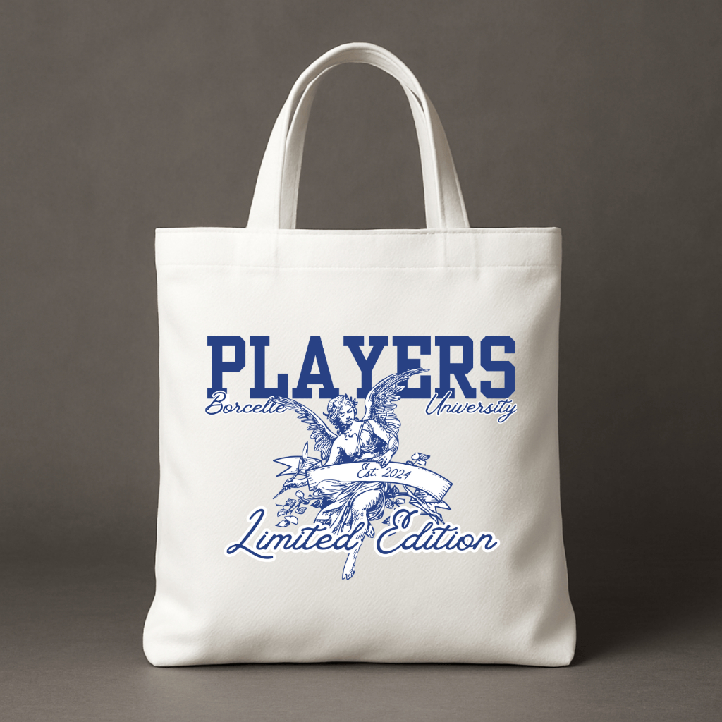 Totebag Kanvas Varsity Aesthetic Wanita Pria Kuliah Kerja Tas Unisex Gaya Kampus Luar Negeri