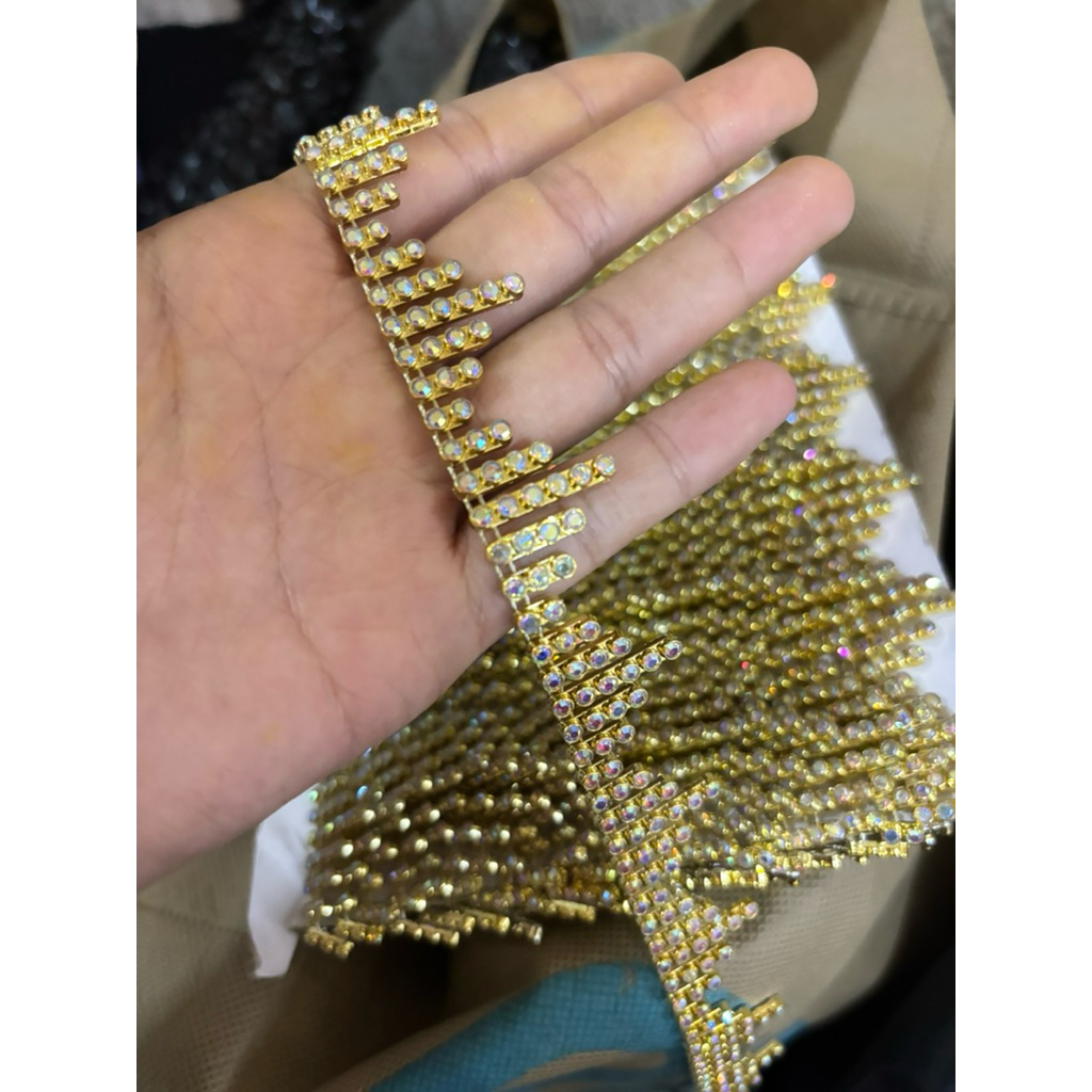 Aplikasi Bambu Payet Diamond Rangkai / Aksesoris Renda Payet Bahan Dasar Plastik