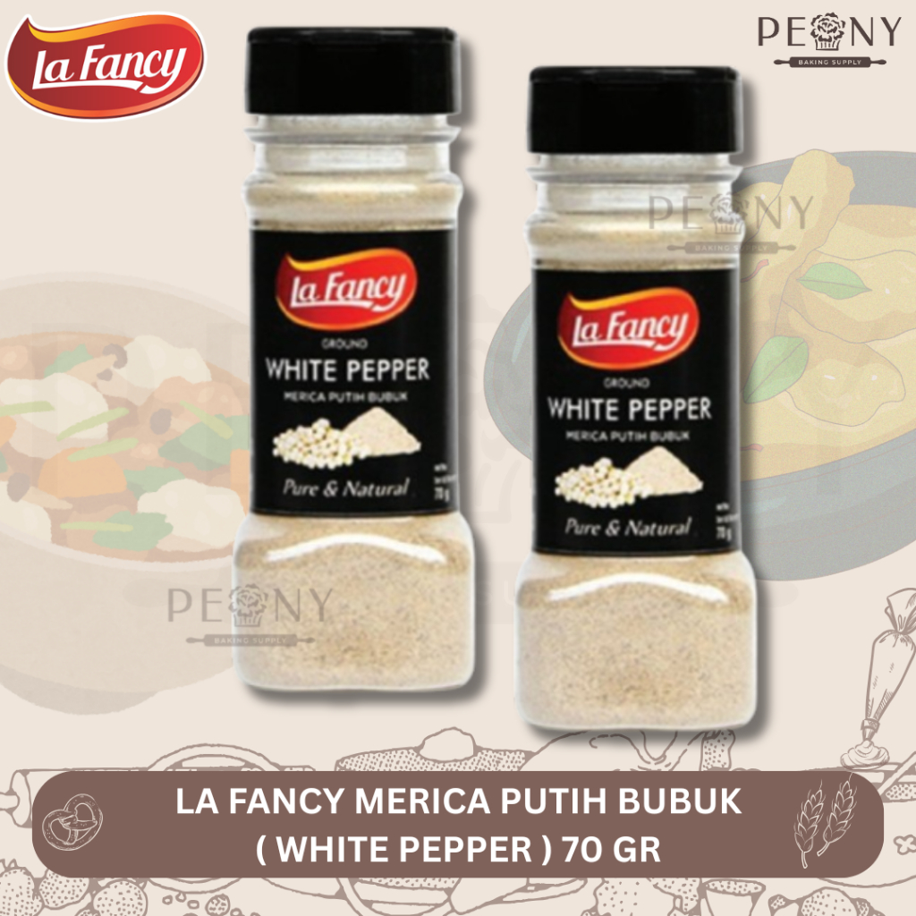 

LA FANCY MERICA PUTIH BUBUK KEMASAN 70 GR/WHITE PEPPER FOR FOOD