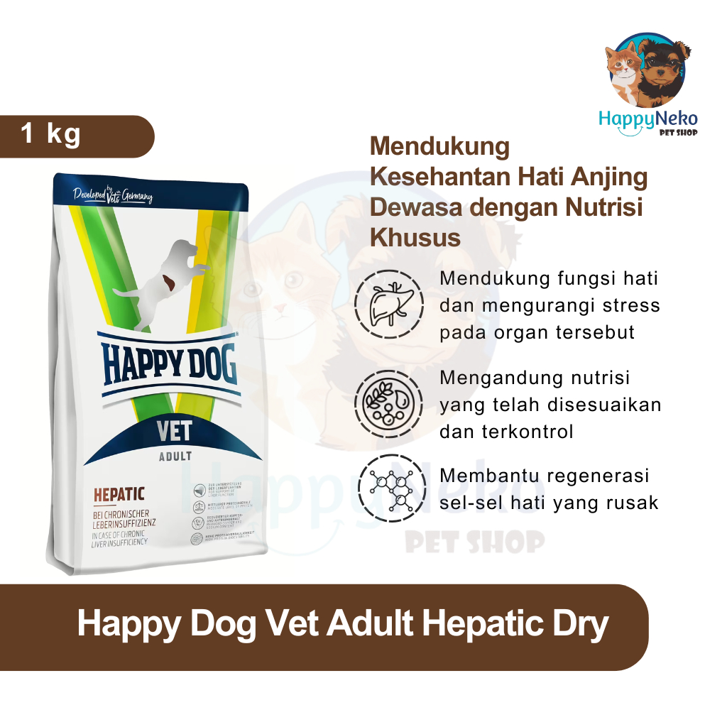 Happy Dog Vet Hepatic 1Kg Dry Food Mengobati Hati