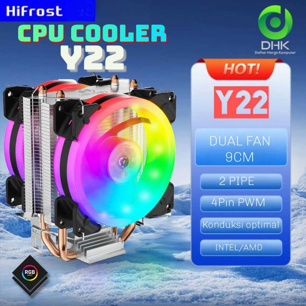 Coolmoon Hifrost CPU COOLER Y22 RGB DUAL FAN Support Intel Amd