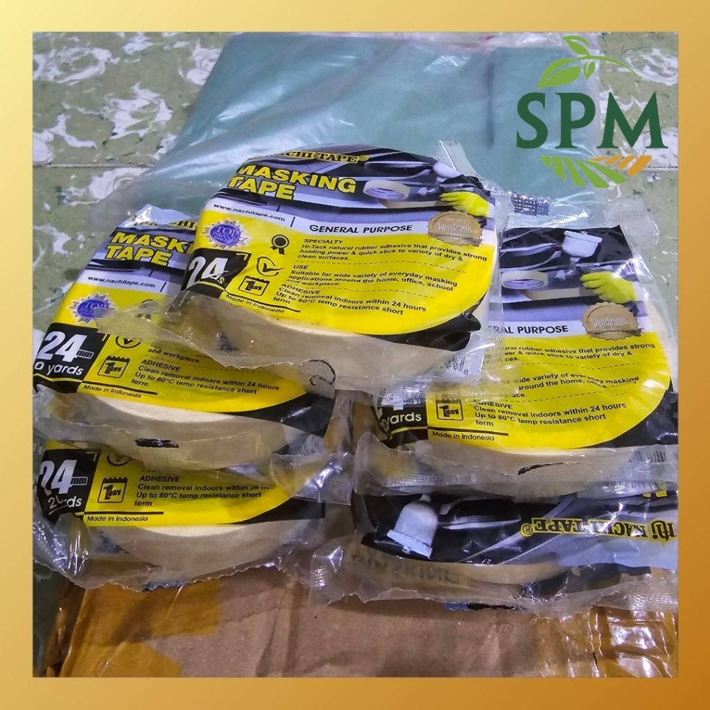 

SPM Lakban Kertas / Masking Tape (5 pcs) merk Nachi ukuran 24MM x 20Y isolasi cat mobil bisa tulis