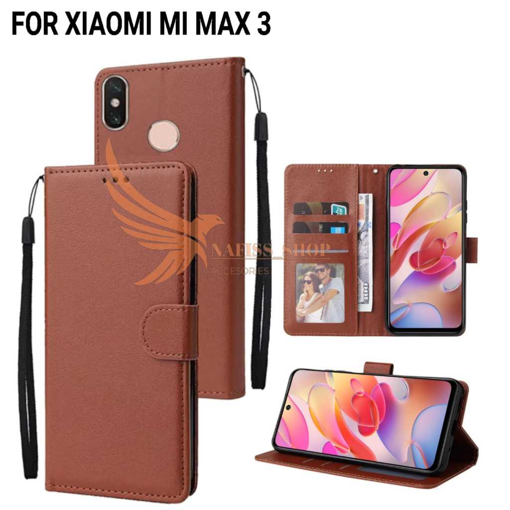 Case Flip XIAOMI MI MAX 3 Leather Flip Case standing flip Leather cover Handphone
