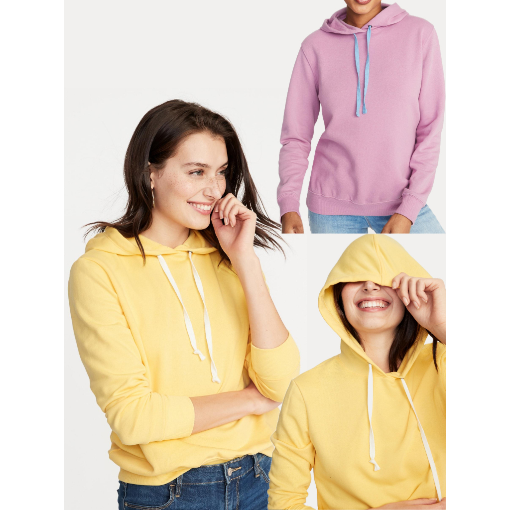 OLD-N  French Terry Pullover Hoodie - Jaket Sweater Sweatshirt Hoodie Ungu Lilac / Kuning Polos Wani