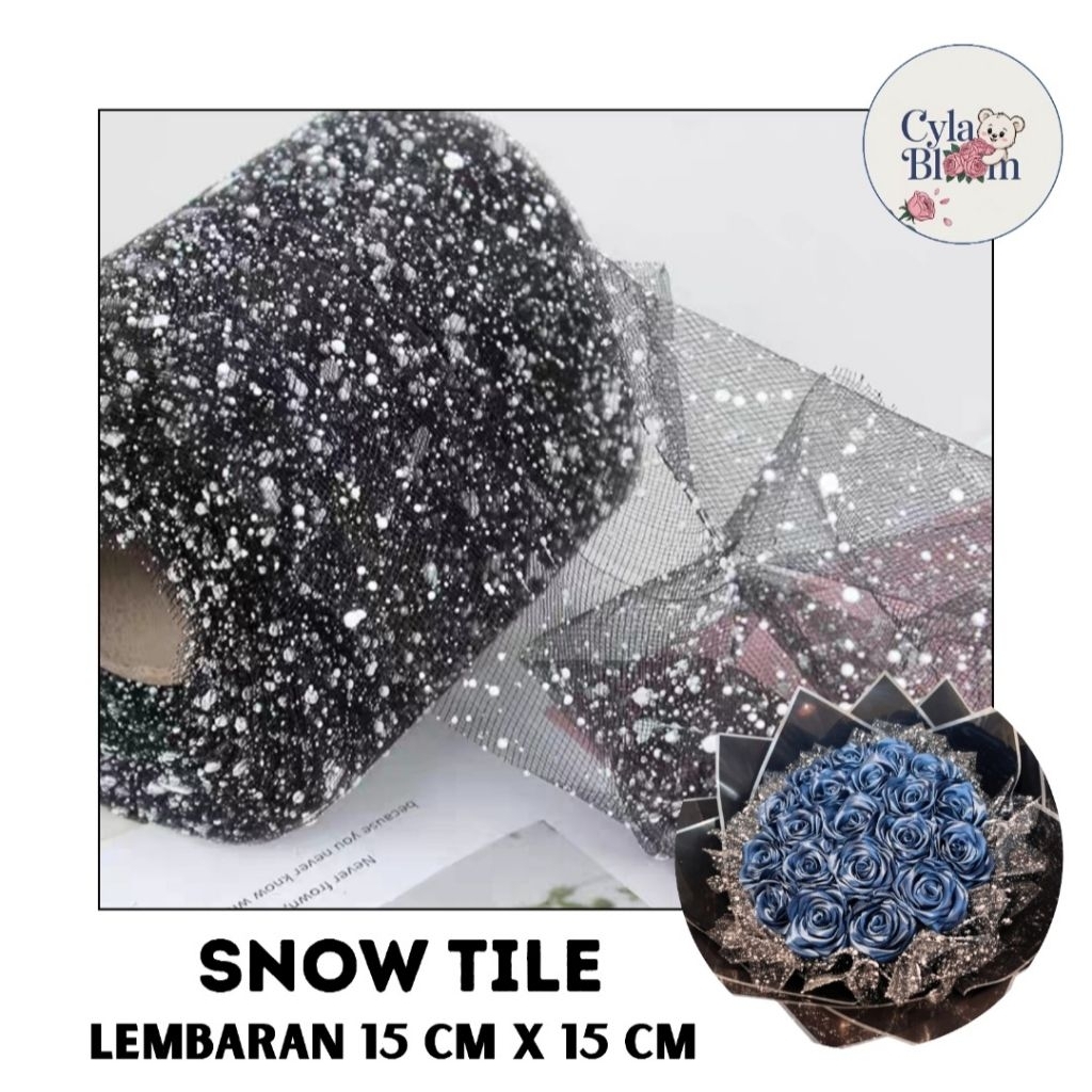 

(READY) Snow Tile Lembaran Buket Bunga Hitam & Putih (15CM × 15CM)