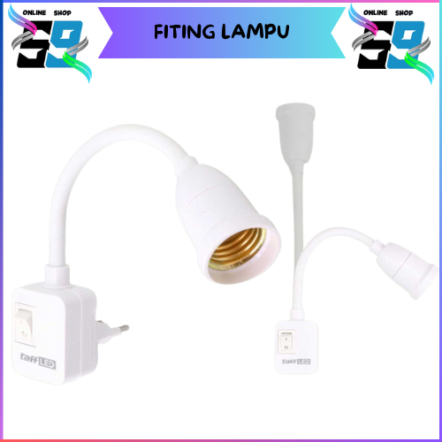 Fitting Lampu Bohlam LED EU Plug with Switch 220V 25A fitting lampu kombinasi colokan listrik dengan