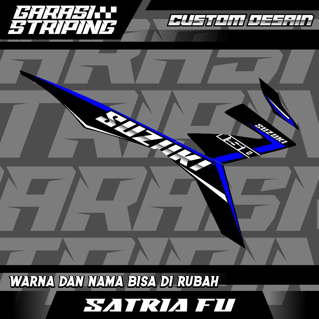 STRIPING CUSTOM VARIASI TRANSPARAN SATRIA FU FI  STICKER VARIASI MOTIF TERBARU KEREN BIRU PURIH