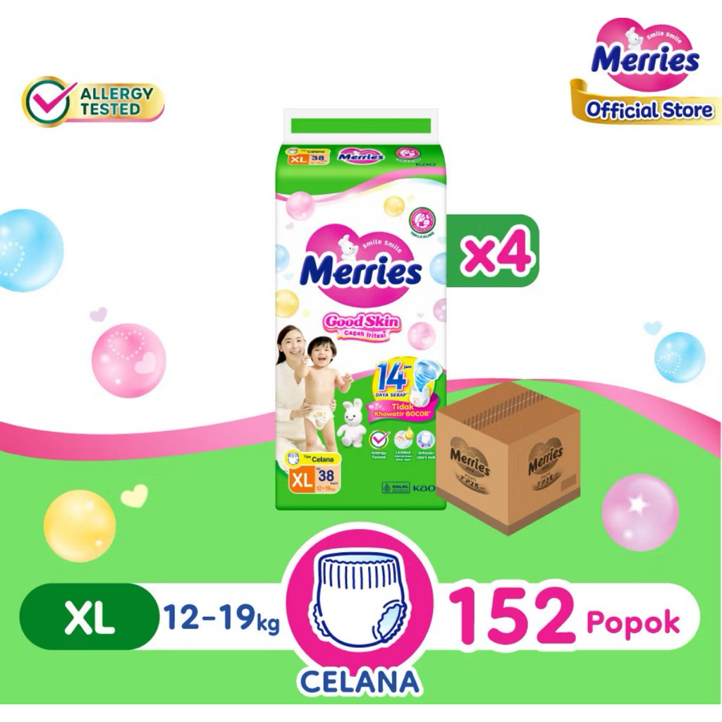 merries xl 38 isi 4pcs total 152