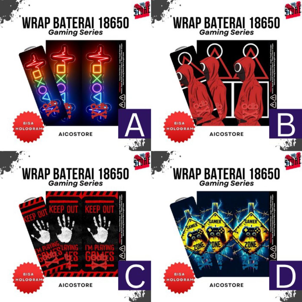 

Stiker Wraps Baterai 18650 Odebe x Gaming Full Desain Termurah Untuk Melindungi Baterai Dan Mempercantik Baterai
