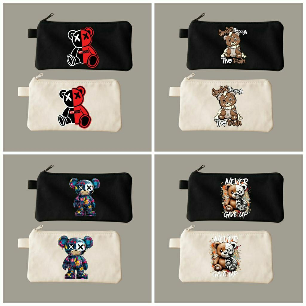 

Tempat pensil boneka teddy bear/Tepak kanvas premium/Tempat alat tulis/Tempat kosmetik/Tempat hp/Tempat dokumen kartu/Pouch tepak gambar teddy bear