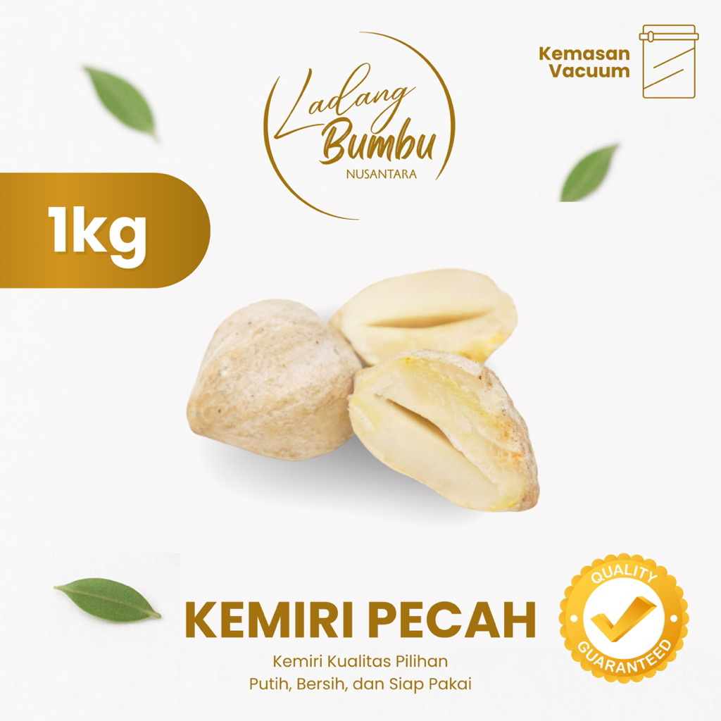 

Kemiri Pecah / Keping 1kg 1000gr | Kering, Vacuum, Siap Masak - Fresh & Higienis