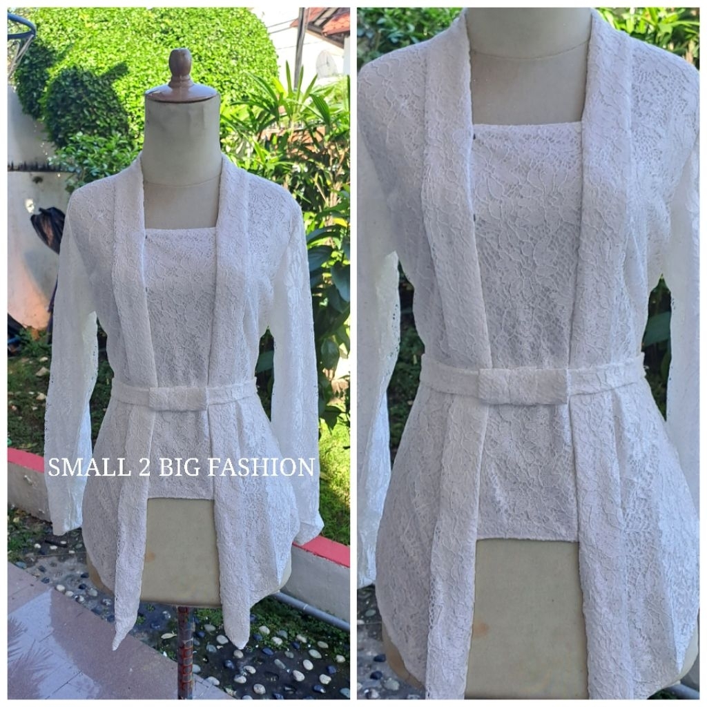 Kebaya kutubaru putih hitam / kebaya brokat putih hitam / kebaya kutu baru brokat /