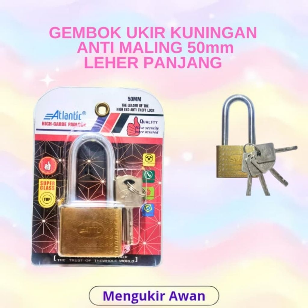 Gembok Anti Maling/Gembok Baja Kuningan 50mm panjang