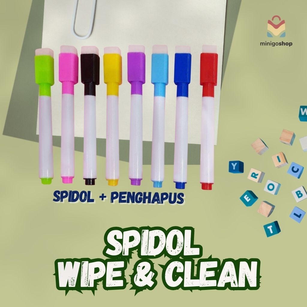 

SPIDOL MINI | SPIDOL WIPE & CLEAN | SPIDOL PLUS PENGHAPUS | 8 WARNA | WARNA HITAM