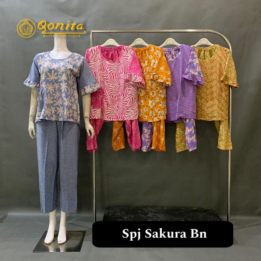 {LD 100 CM} Daster Qonita Batik Pekalongan Setelan Celana ll Spj Sakura BN