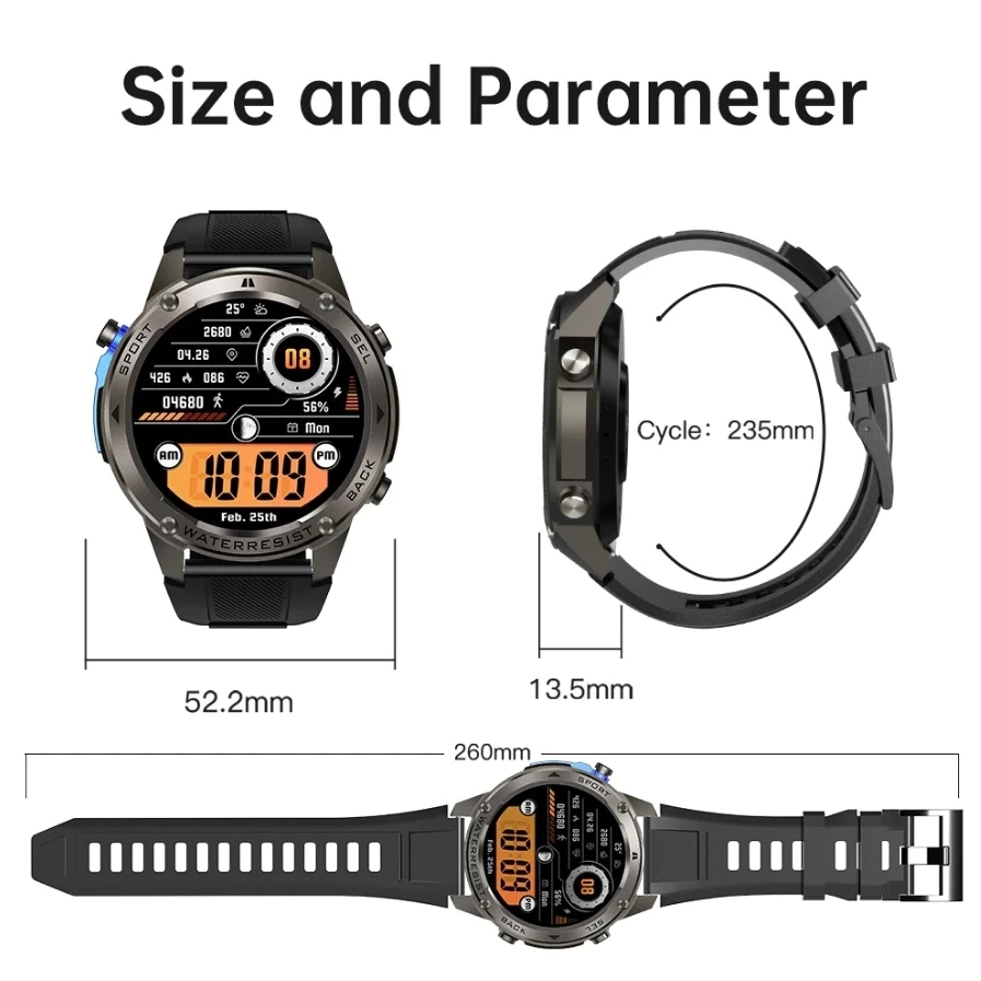 SKMEI Smartwatch DM56 500mAh Battery GPS Map Jam tangan Pintar Pria Support Stava 1.43inci Amoled