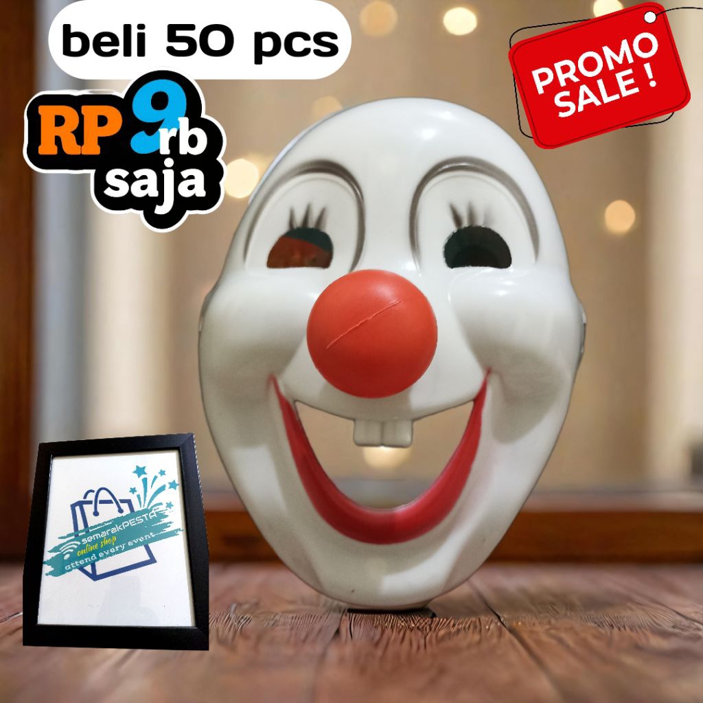 topeng badut, topeng lucu, topeng sirkus, topeng badut clown, topeng badut hidung merah